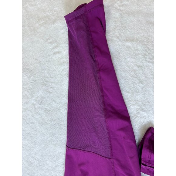 Lululemon Leggings Womens Size 6 Fuchsia Cropped High Rise Mesh Panels On Sides - Picture 12 of 12